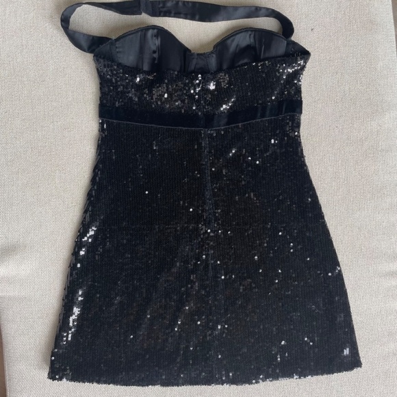 Marciano black sequin halter mini dress size medium - Picture 9 of 12